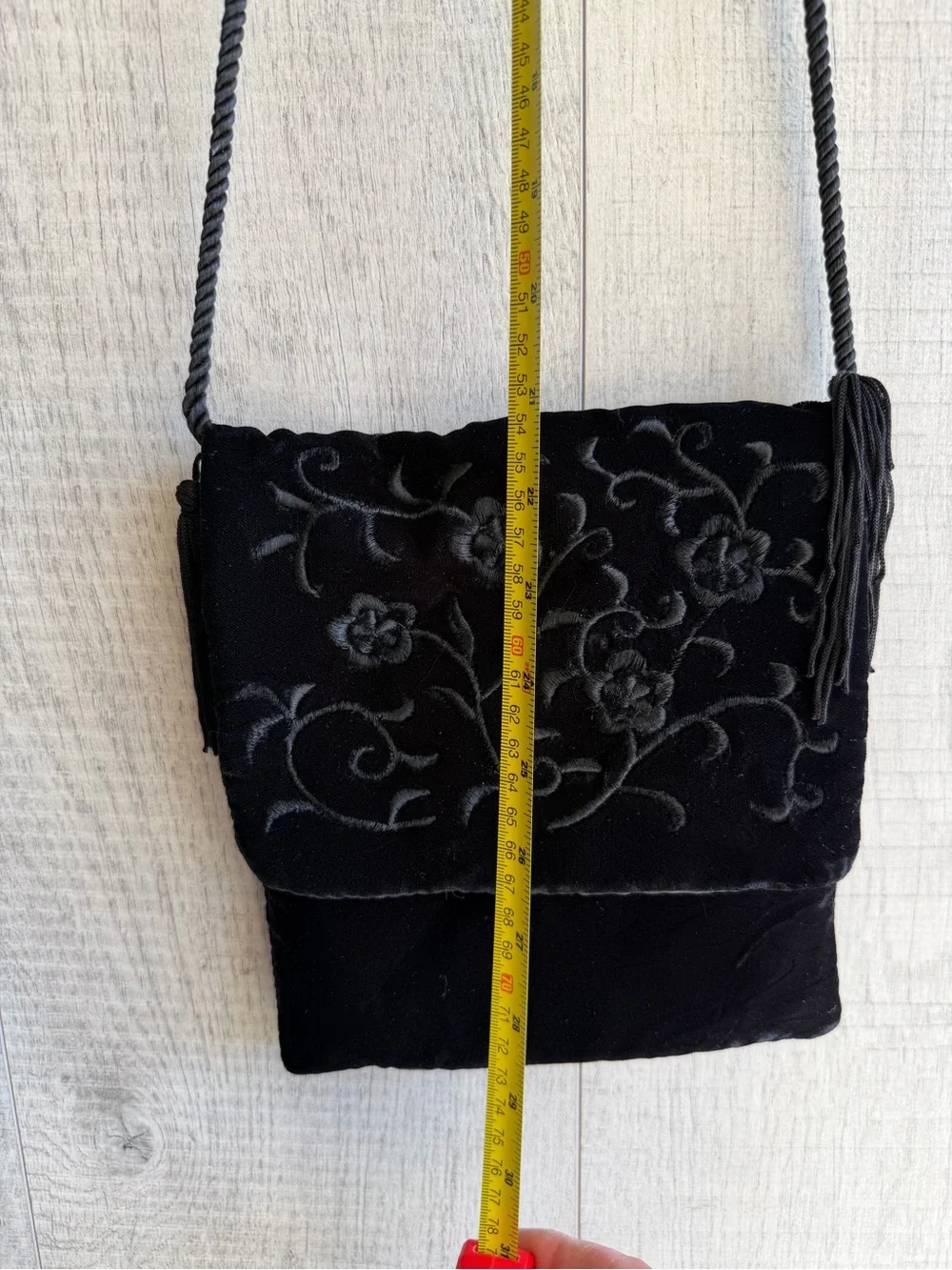 Vintage‎ Jacqueline Ferrar Women’s Black Purse Shoulder Bag Crossbody Floral 90s